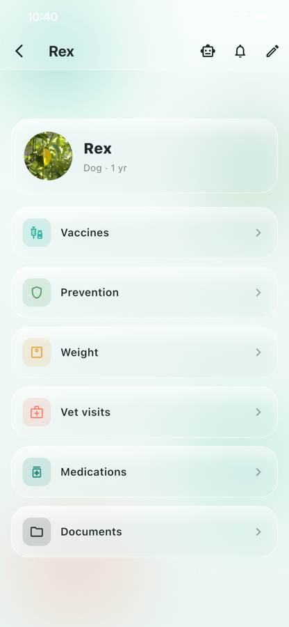 Pet health dossier